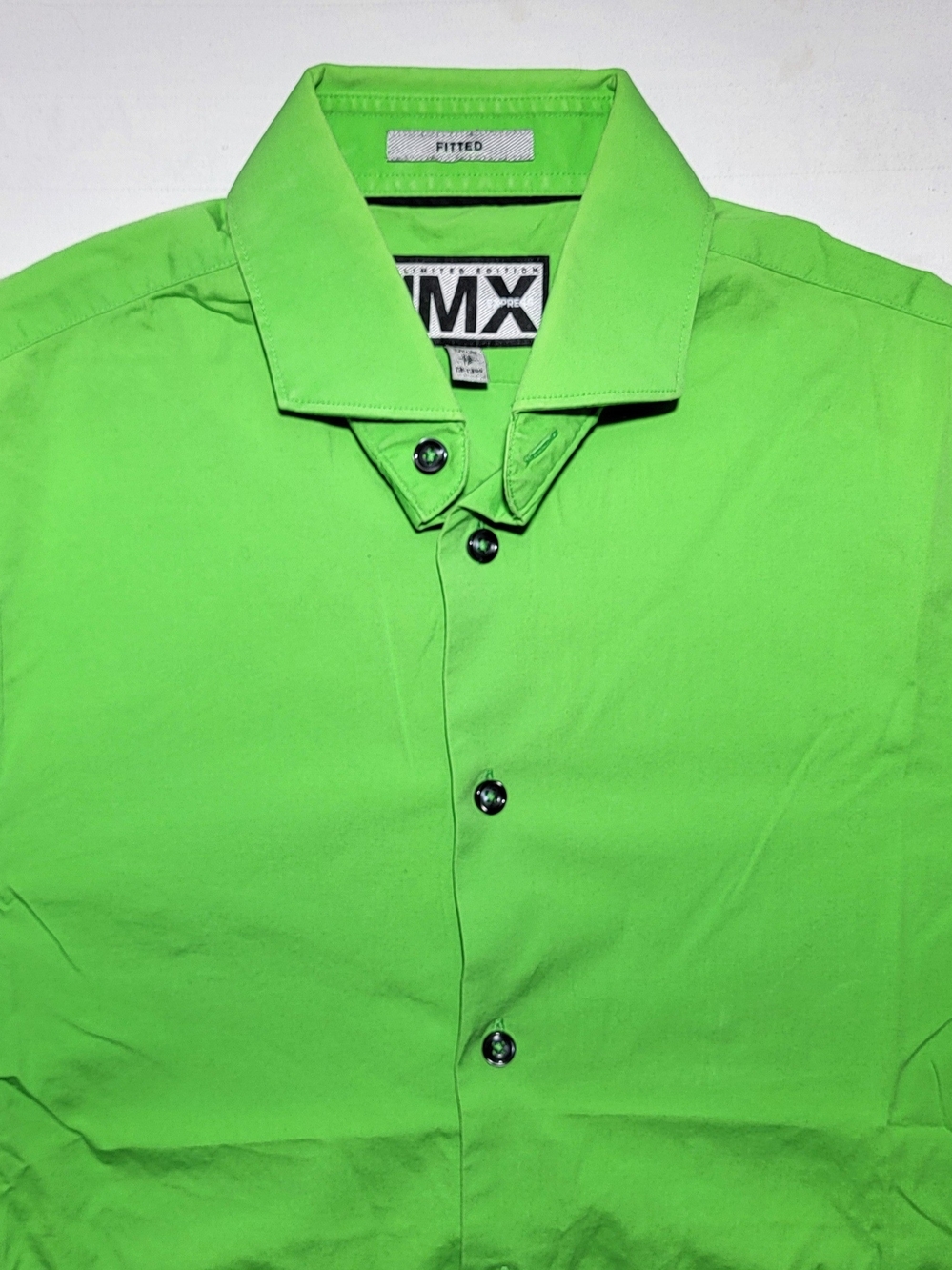 Express Limited Edition 1MX Men's Fitted Dress Shirt in Bright Lime Green